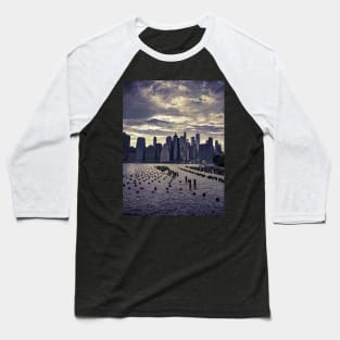 Manhattan Skyline Brooklyn New York City Baseball T-Shirt